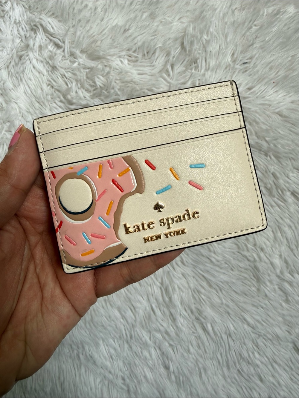 kate spade Cream & Pink Donut Card Holder with Sprinkles